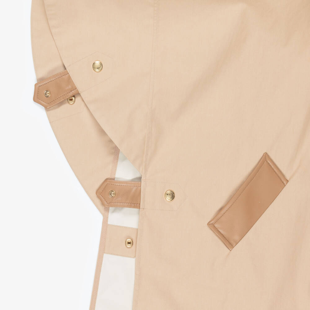 Chloé-Girls Beige Cape with Faux Leather Trims | Childrensalon Outlet