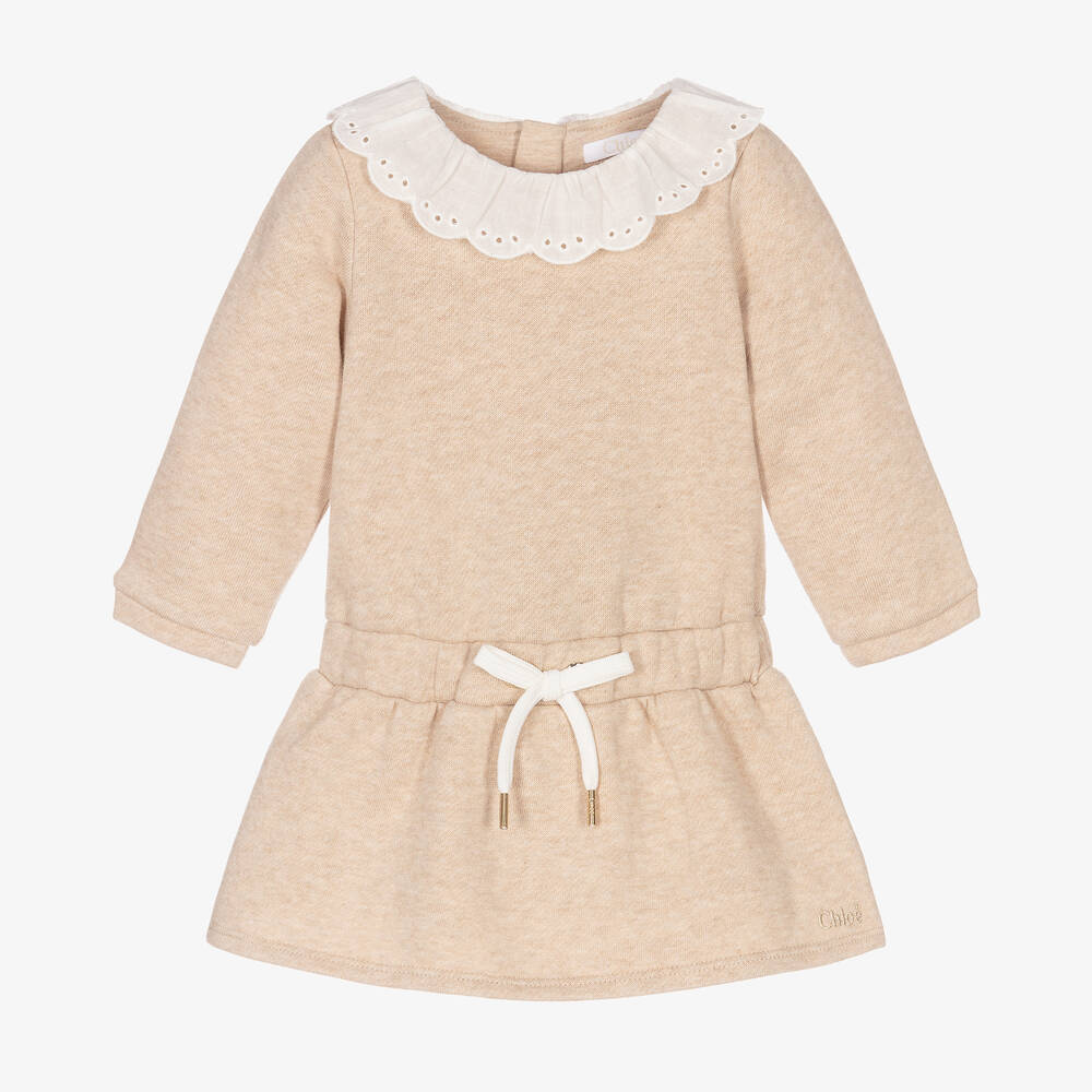 Chloé - Girls Beige Cotton Dress | Childrensalon
