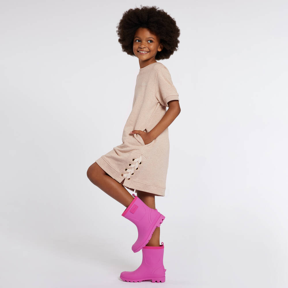 Chloé-Girls Beige Cotton Eyelet Dress | Childrensalon Outlet