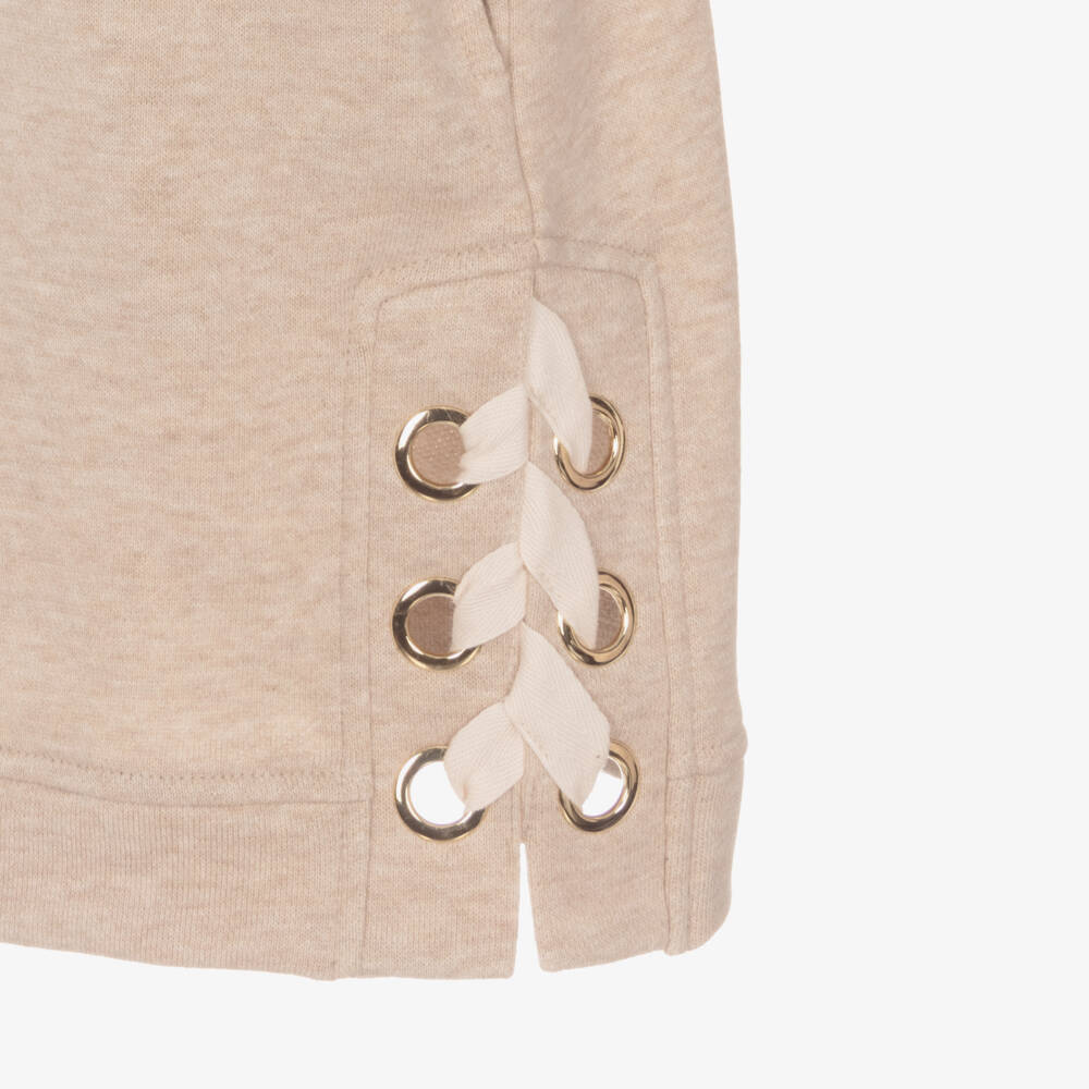 Chloé-Girls Beige Cotton Eyelet Dress | Childrensalon Outlet