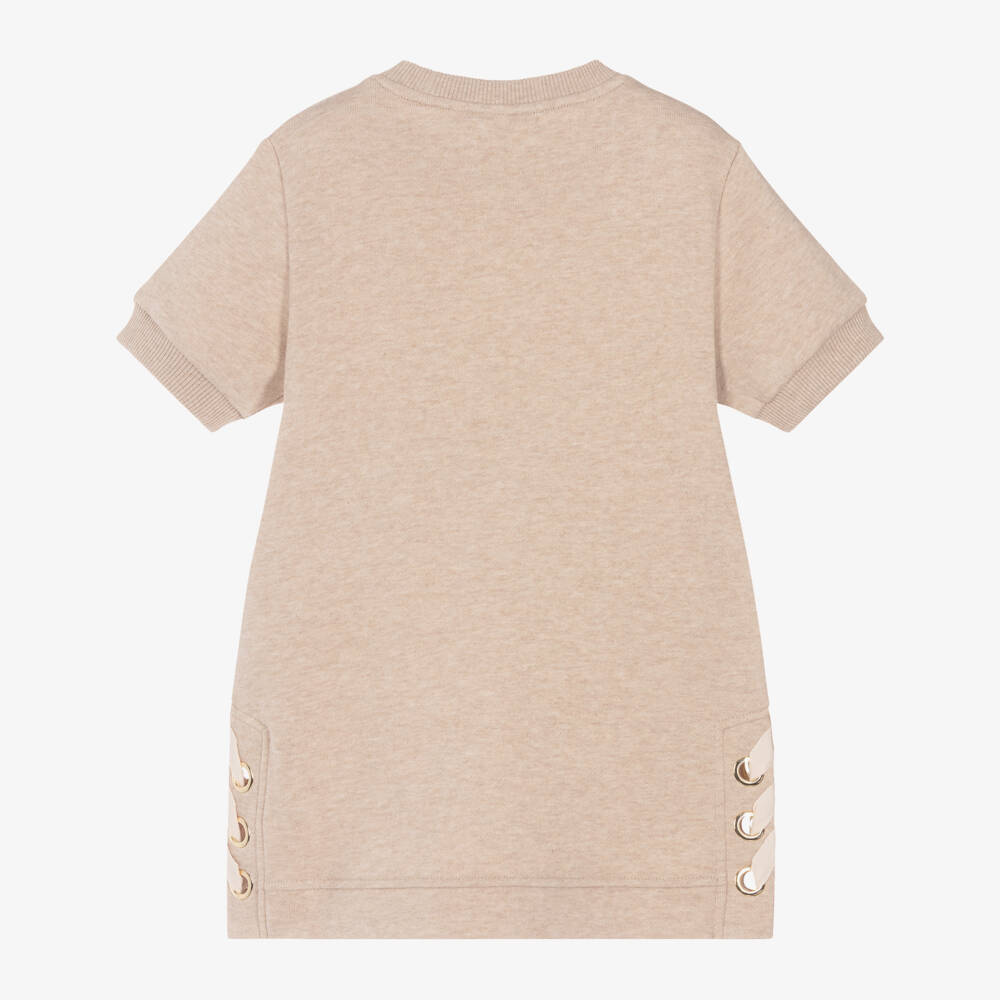 Chloé-Girls Beige Cotton Eyelet Dress | Childrensalon Outlet