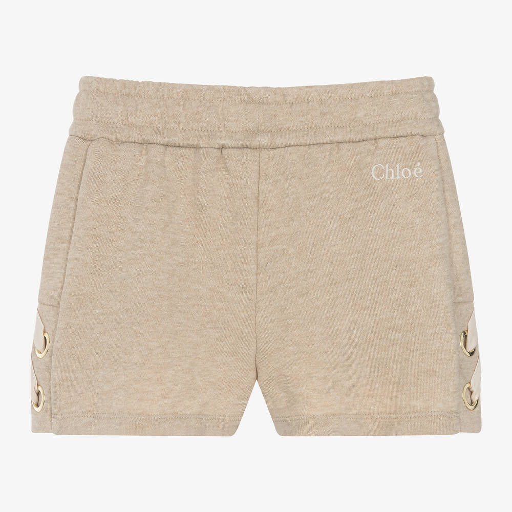 Chloé-Girls Beige Cotton Eyelet Shorts | Childrensalon Outlet
