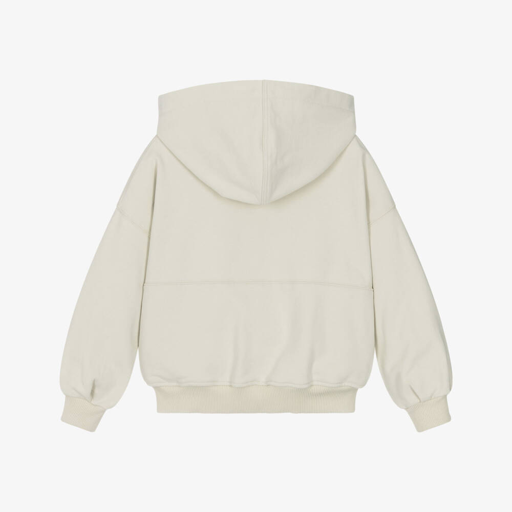 Chloé-Girls Beige Cotton Jersey Zip-Up Top | Childrensalon Outlet