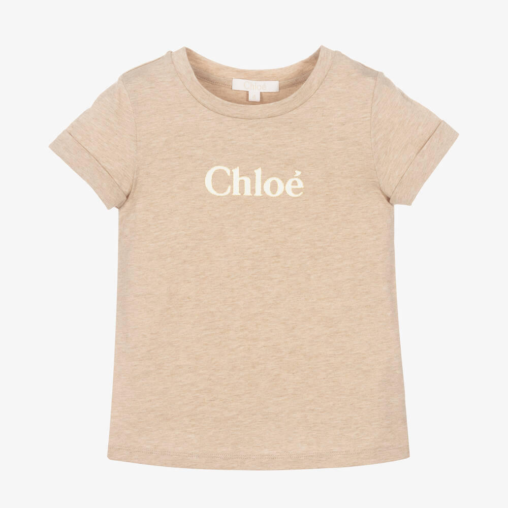 Chloé - Бежевая хлопковая футболка | Childrensalon