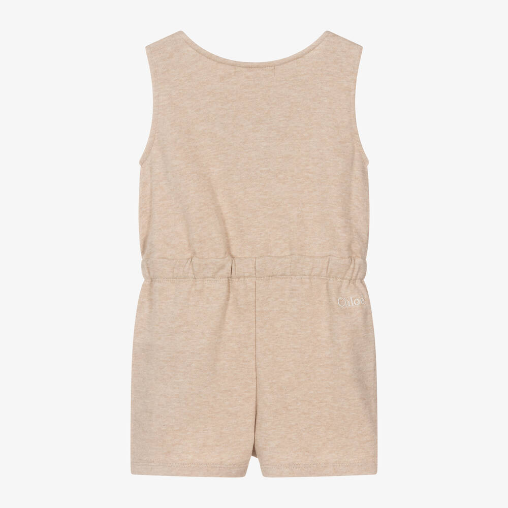 Chloé-Girls Beige Cotton Ribbon Playsuit | Childrensalon Outlet