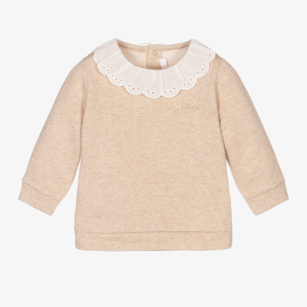 Chloé - Girls Beige Cotton Sweatshirt | Childrensalon