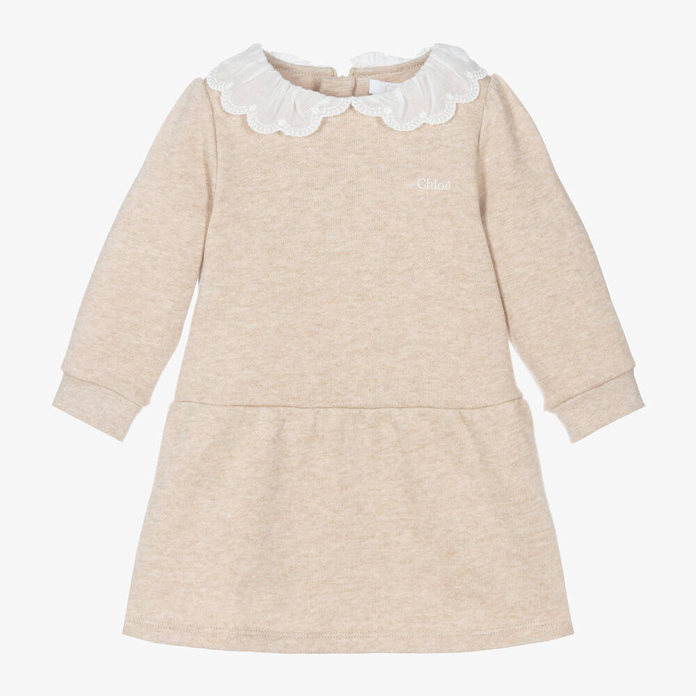 Chloé-Girls Beige Cotton Sweatshirt Dress | Childrensalon Outlet