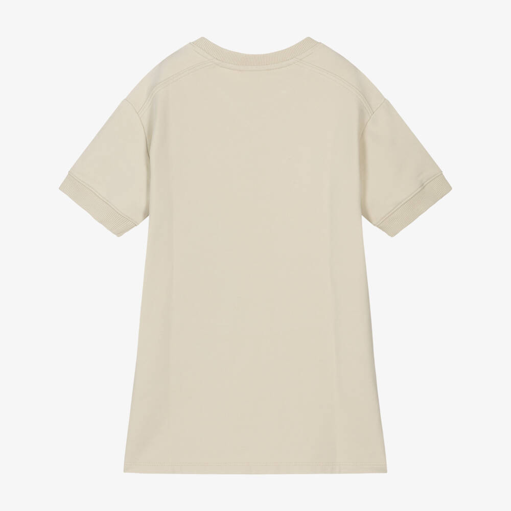 Chloé-Girls Beige Cotton Sweatshirt Dress with Logo Print | Childrensalon Outlet