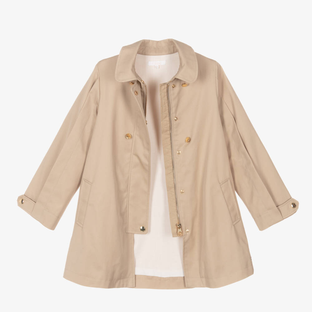 Chloé-Girls Beige Cotton Twill Overcoat | Childrensalon Outlet