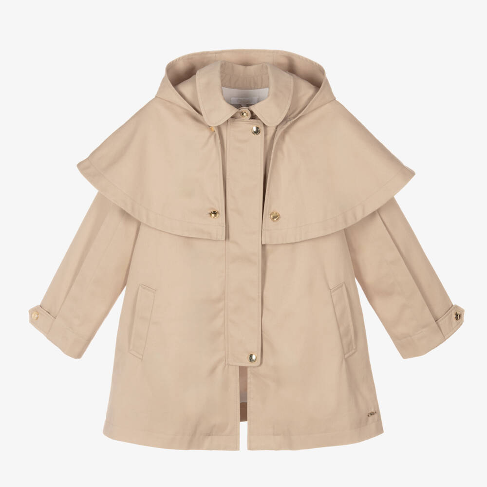 Chloé-Girls Beige Cotton Twill Overcoat | Childrensalon Outlet