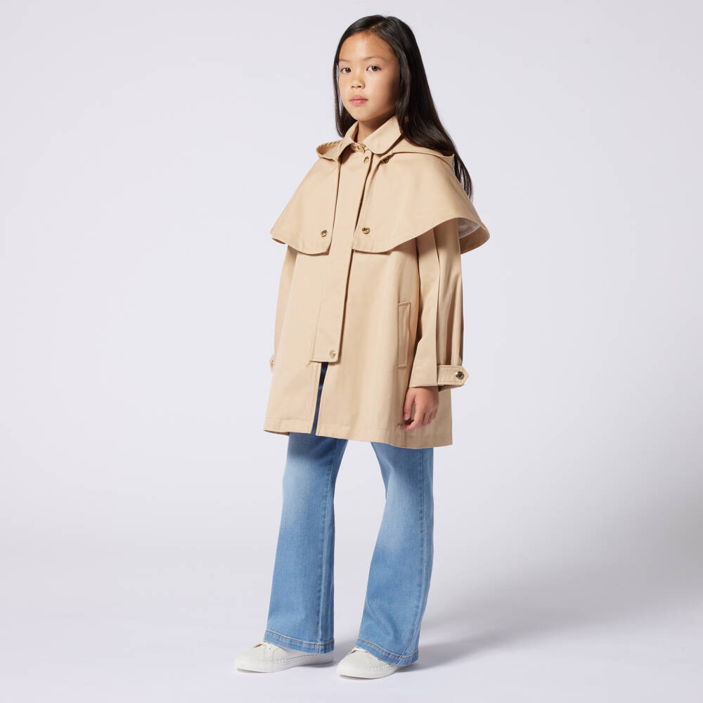 Chloé-Girls Beige Cotton Twill Overcoat | Childrensalon Outlet