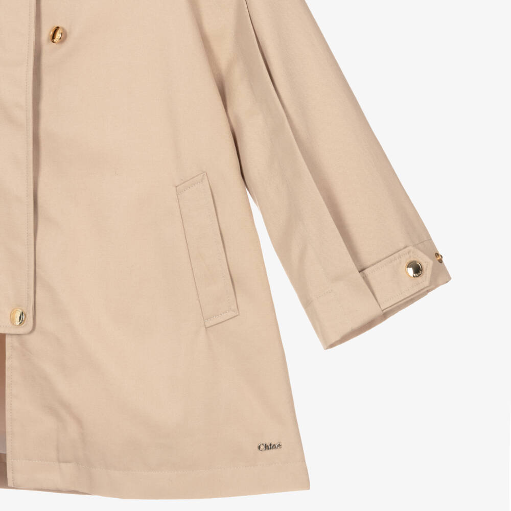 Chloé-Girls Beige Cotton Twill Overcoat | Childrensalon Outlet