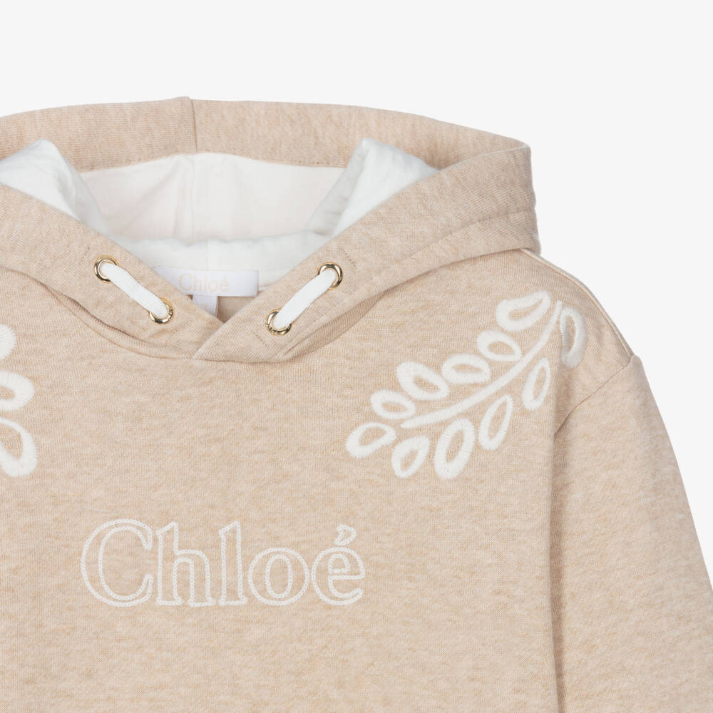 Chloé-فستان بنات قطن لون بيج | Childrensalon Outlet
