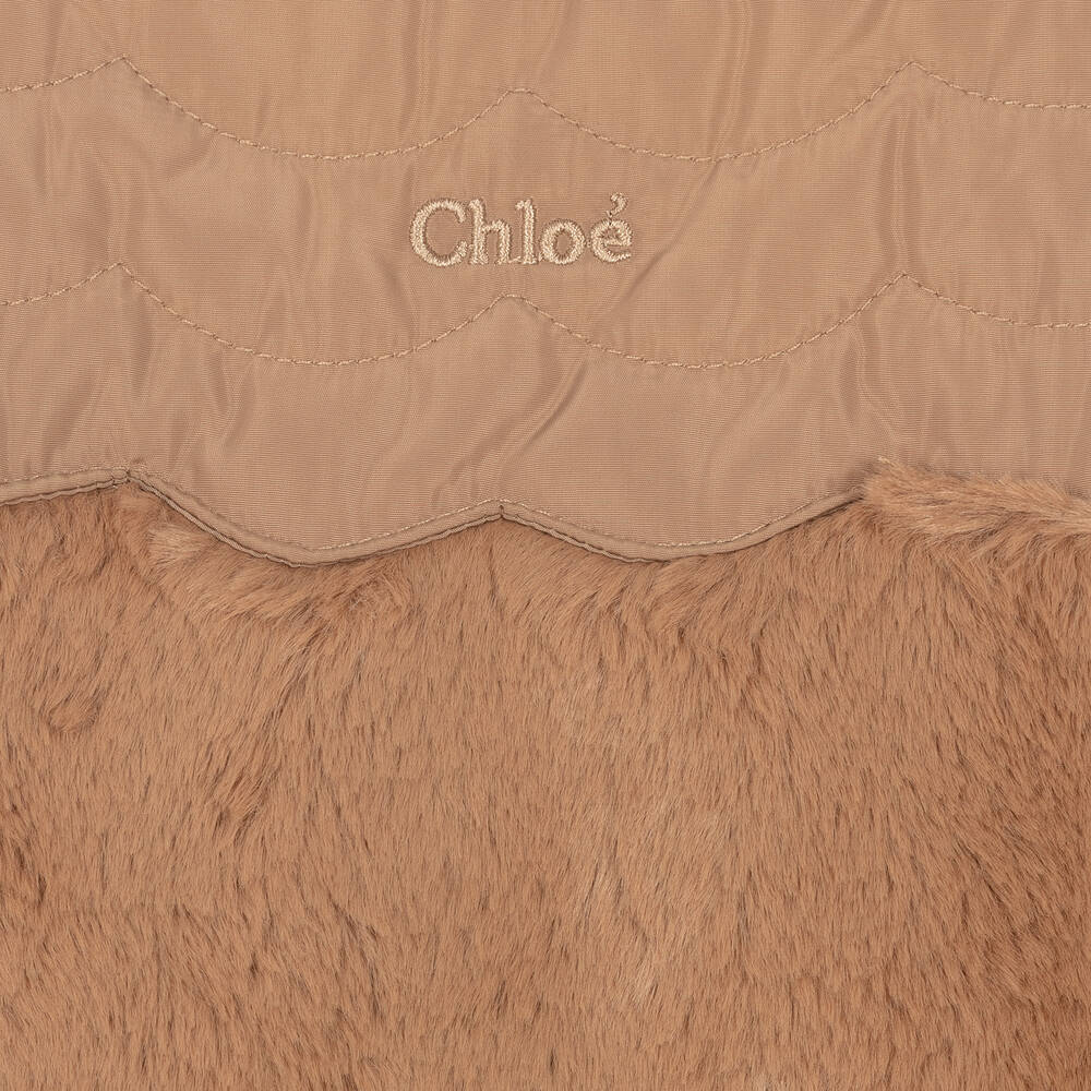 Chloé-Girls Beige Faux Fur Gilet | Childrensalon Outlet