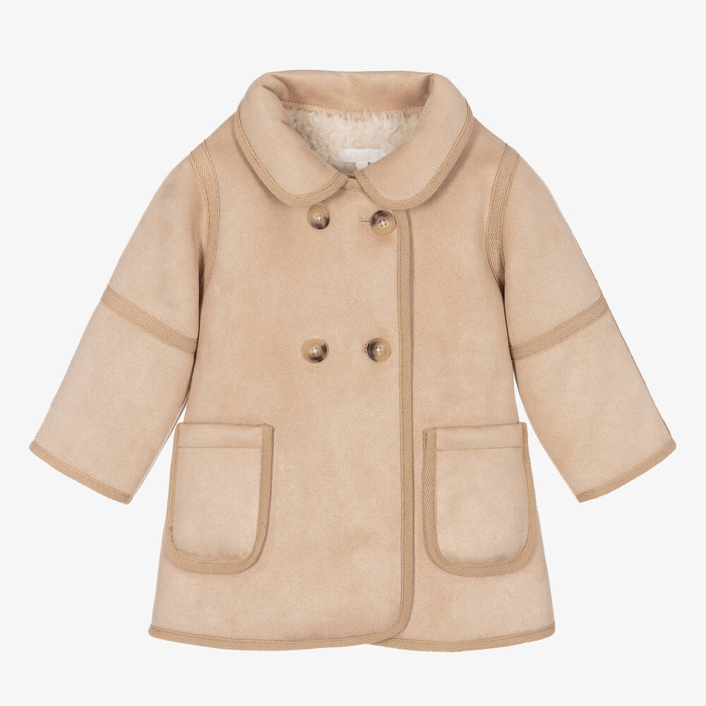 Chloé - Manteau beige imitation daim Fille | Childrensalon