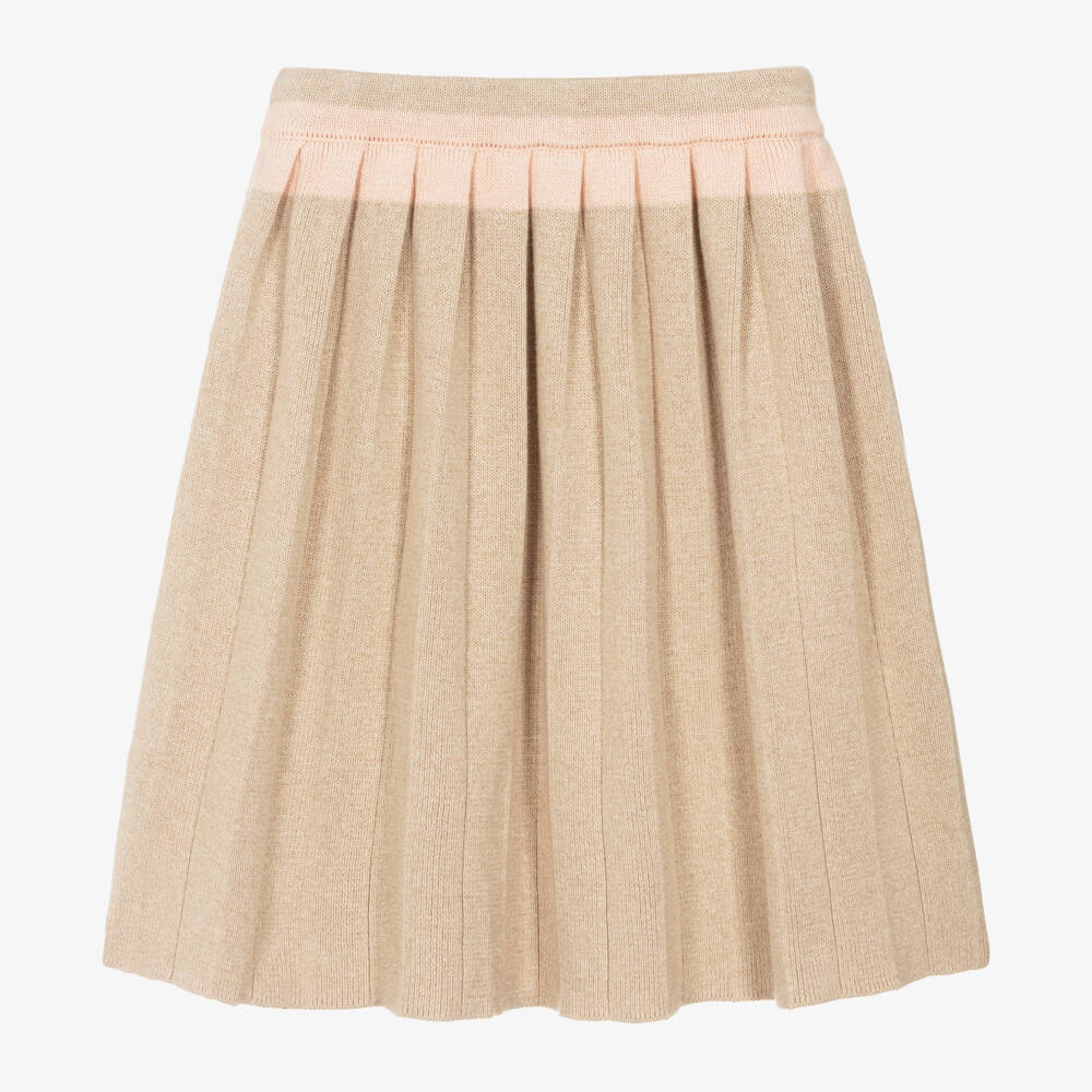 Chloé-Girls Beige Knit Pleated Skirt | Childrensalon Outlet