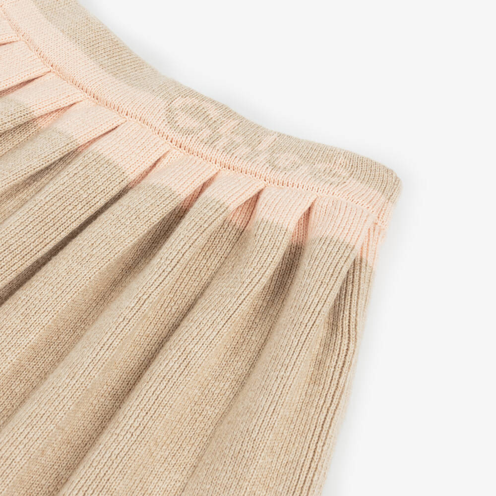 Chloé-Girls Beige Knit Pleated Skirt | Childrensalon Outlet