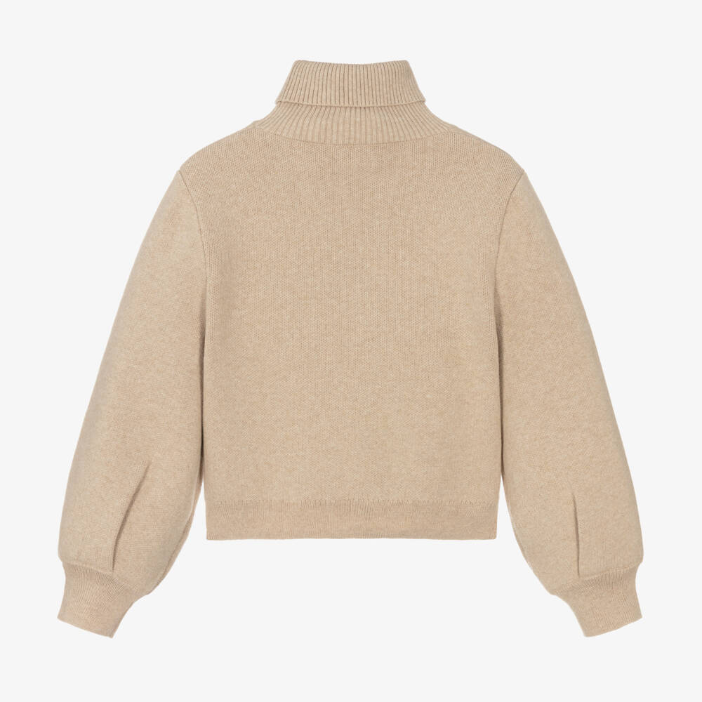Chloé-Girls Beige Knit Rollneck Jumper | Childrensalon Outlet