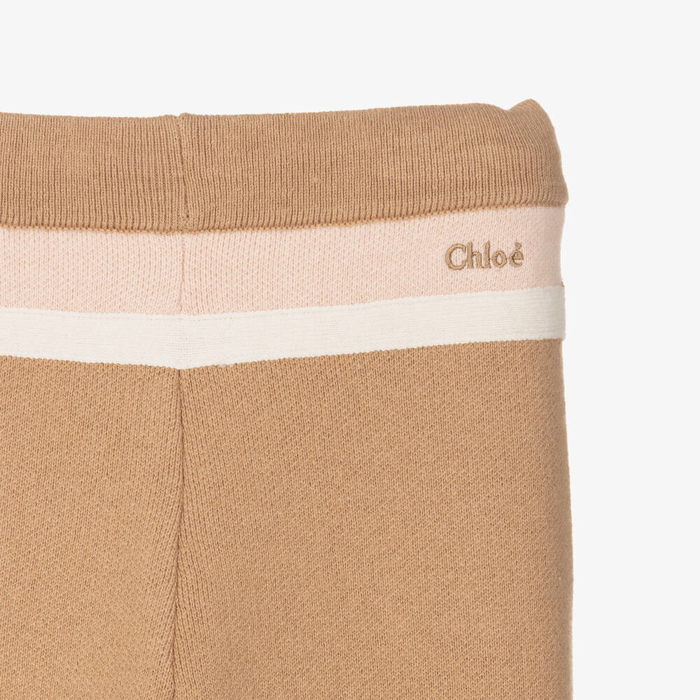 Chloé-جوغرز قطن عضوي وصوف محبوك لون بيج للبنات | Childrensalon Outlet