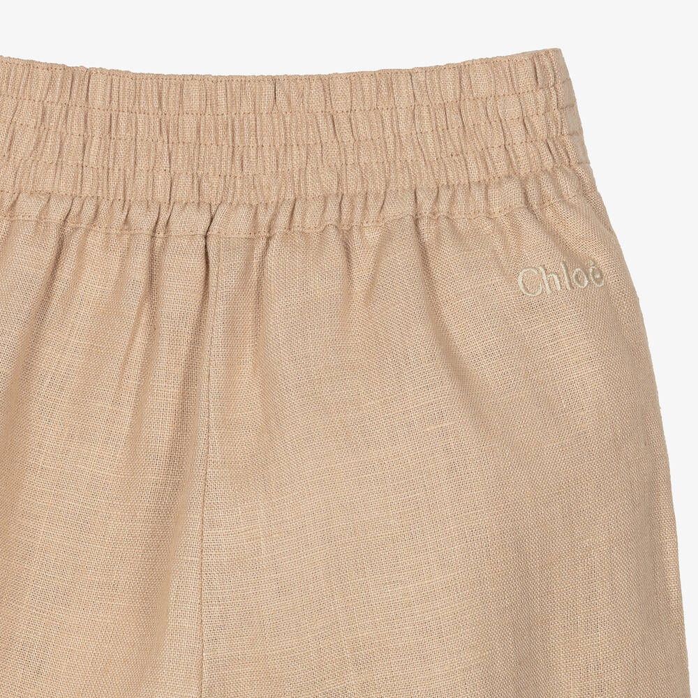 Chloé-Girls Beige Linen Trousers | Childrensalon Outlet