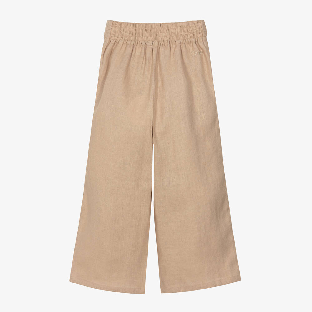 Chloé-Girls Beige Linen Trousers | Childrensalon Outlet