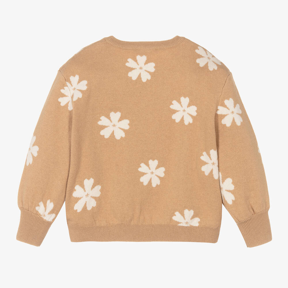 Chloé-Girls Beige Organic Cotton & Wool Sweater | Childrensalon Outlet