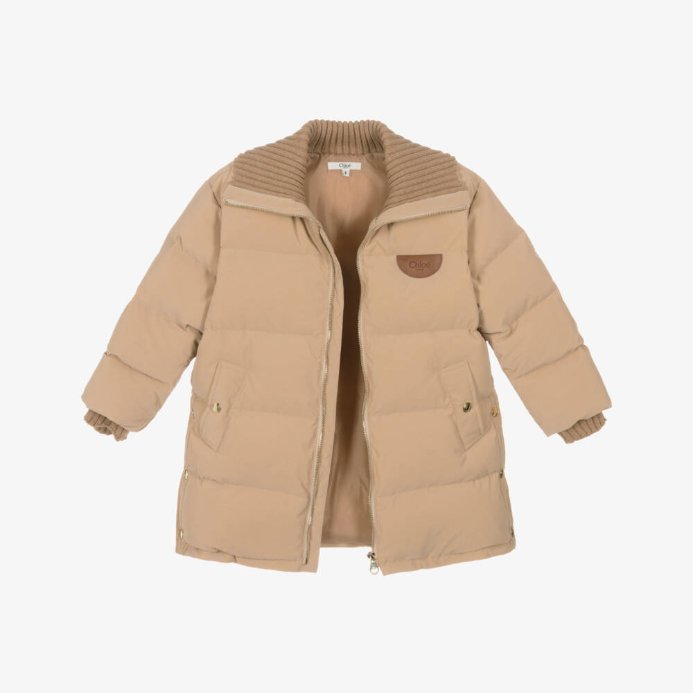 Chloé-معطف طويل مبطن للبنات بلون البيج | Childrensalon Outlet