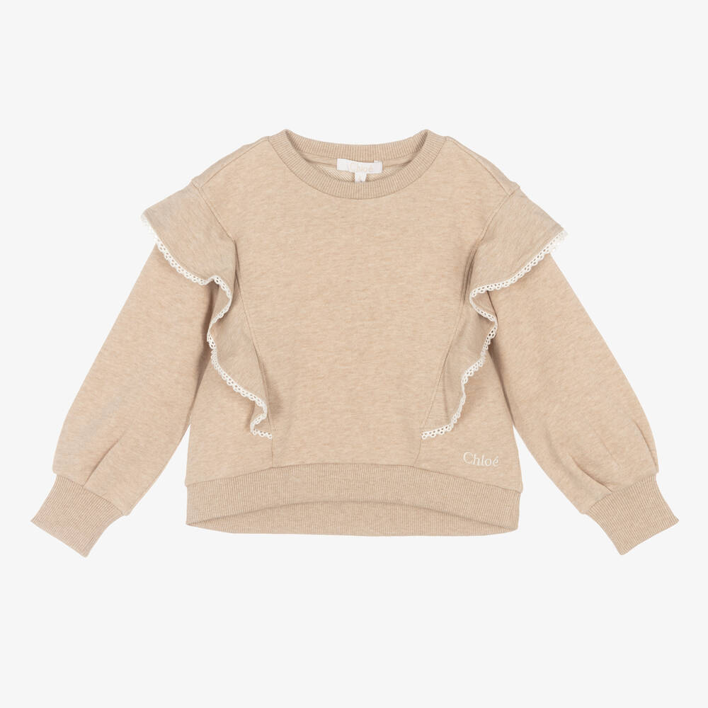 Chloé - Beiges Sweatshirt mit Rüschen (M) | Childrensalon