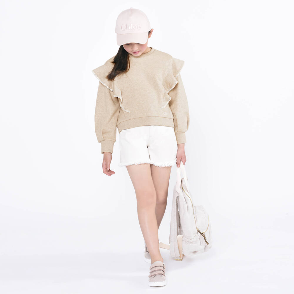 Chloé-Бежевый свитшот с рюшами | Childrensalon Outlet