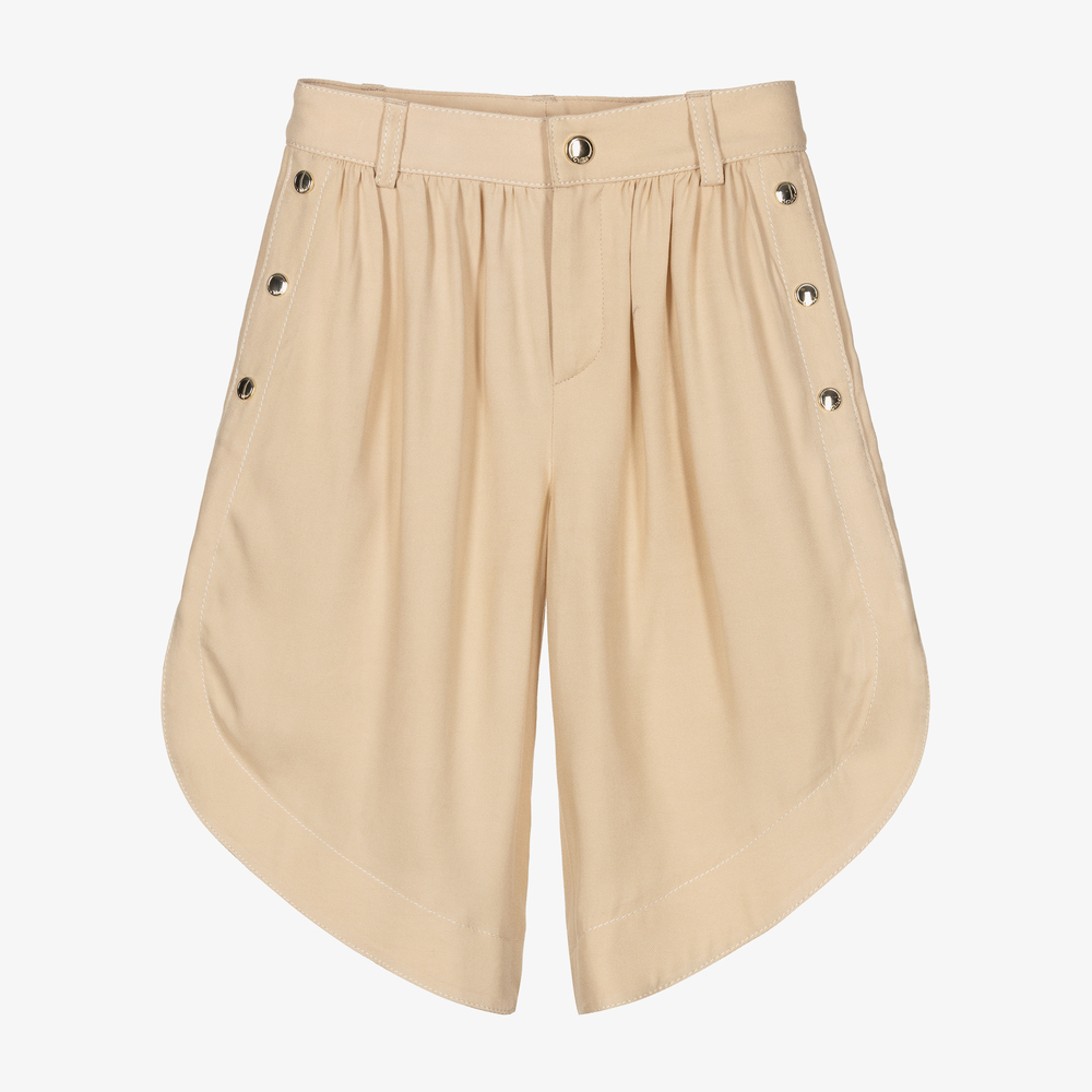 Chloé-بنطلون كولوت فيسكوز تويل لون بيج للبنات | Childrensalon Outlet