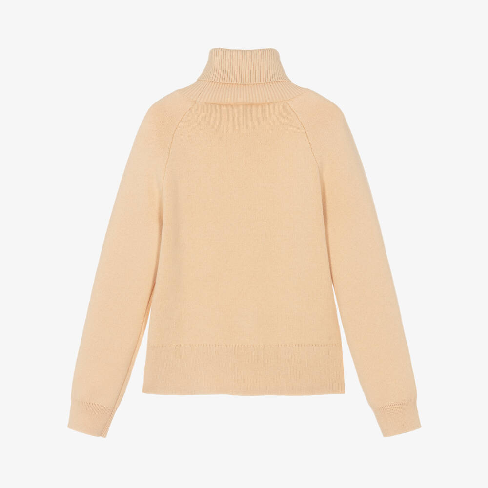 Chloé-كنزة صوفية بيج برقبة عالية للبنات | Childrensalon Outlet