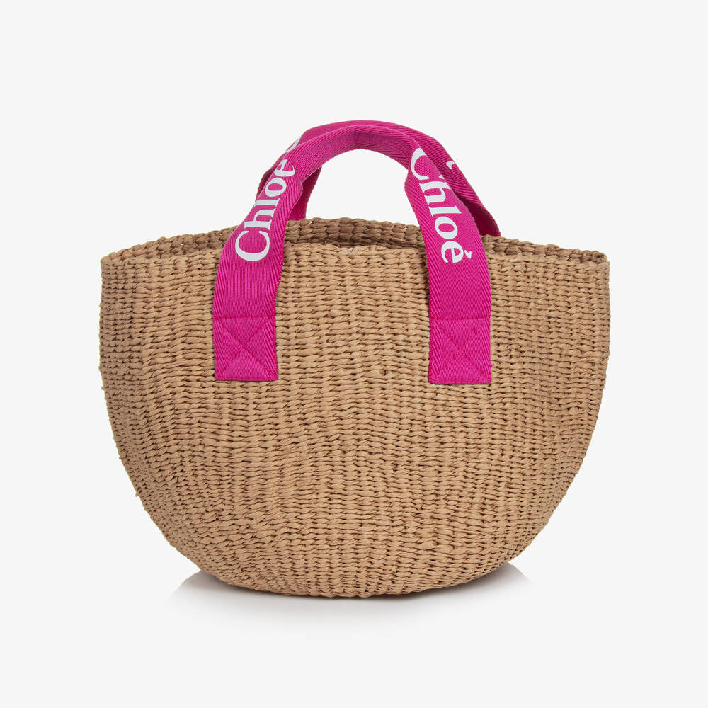 Chloé-Girls Beige Woven Straw Handbag (25cm) | Childrensalon Outlet