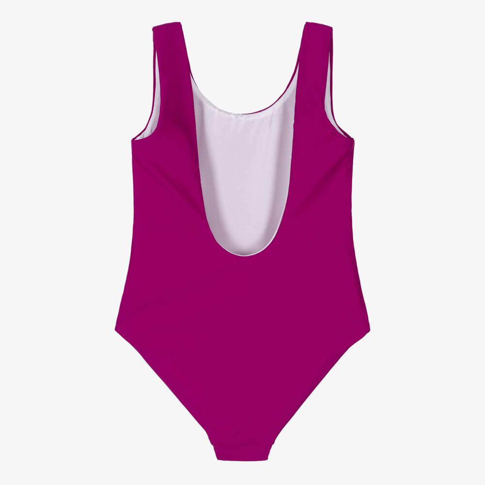 Chloé-Girls Berry Pink Logo Branded Swimsuit | Childrensalon Outlet