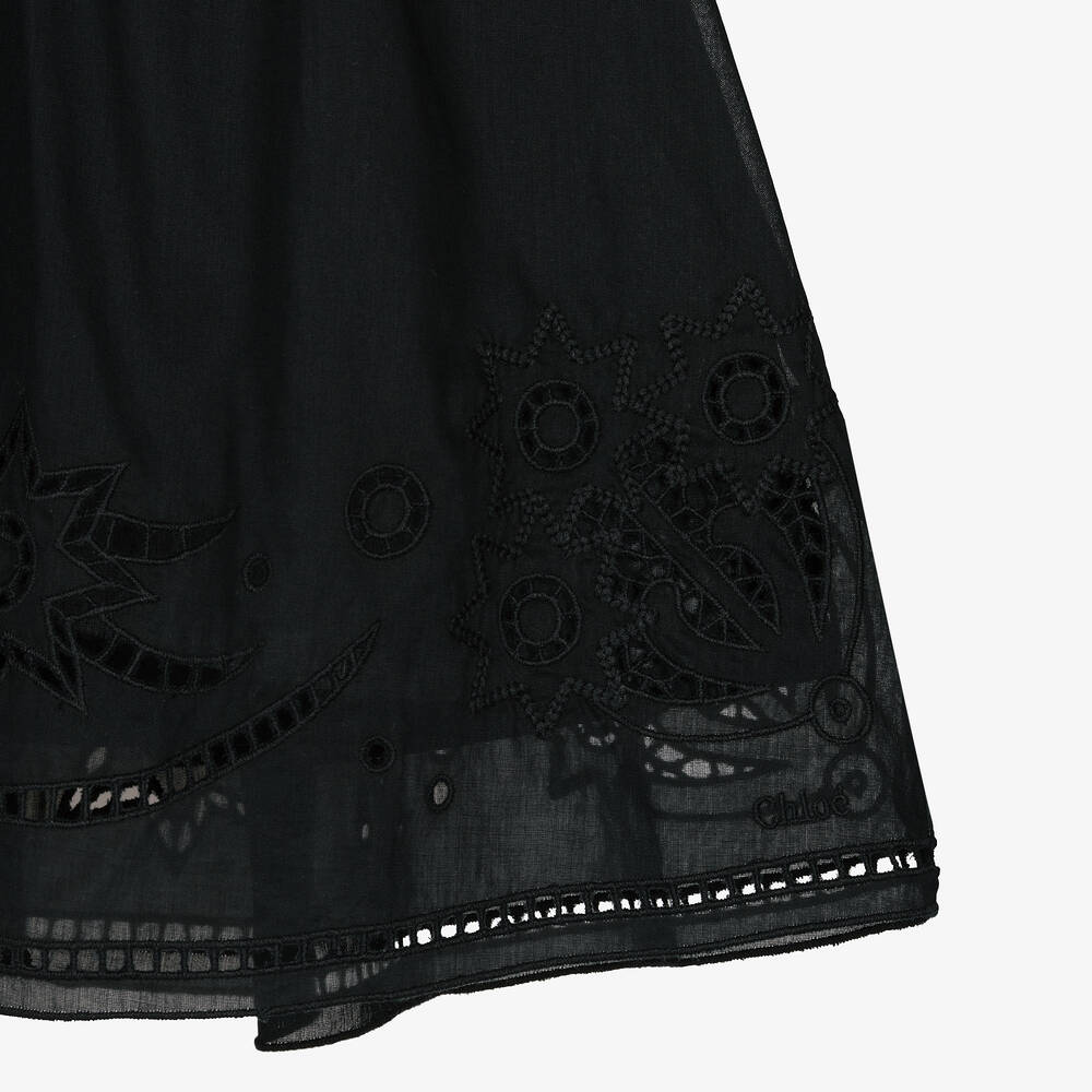 Chloé-Girls Black Cutwork Cotton Dress | Childrensalon Outlet
