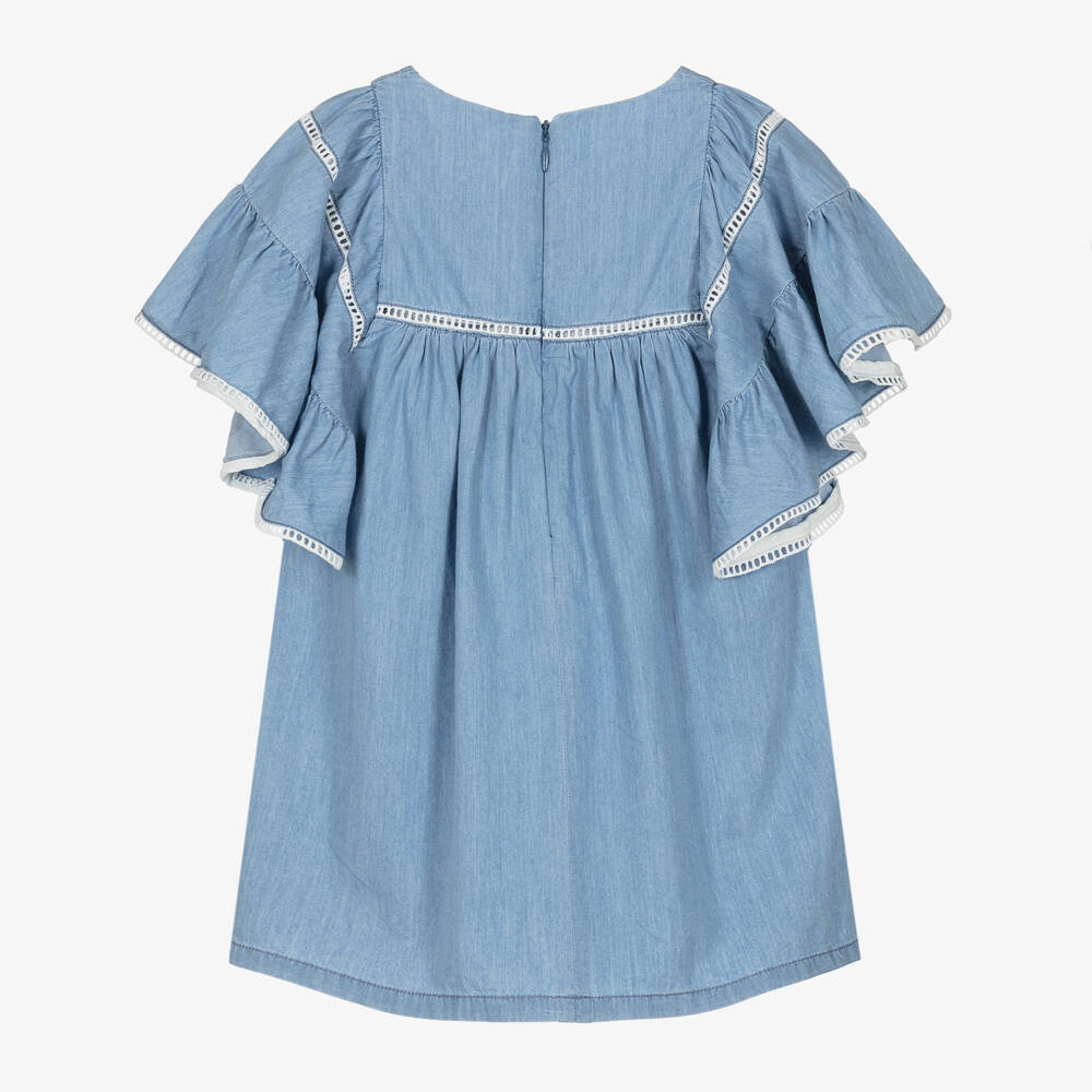 Chloé-Girls Blue Chambray Dress | Childrensalon Outlet