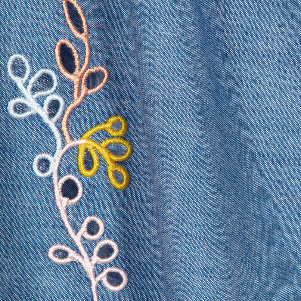Chloé - Girls Blue Chambray Floral Skirt | Childrensalon Outlet
