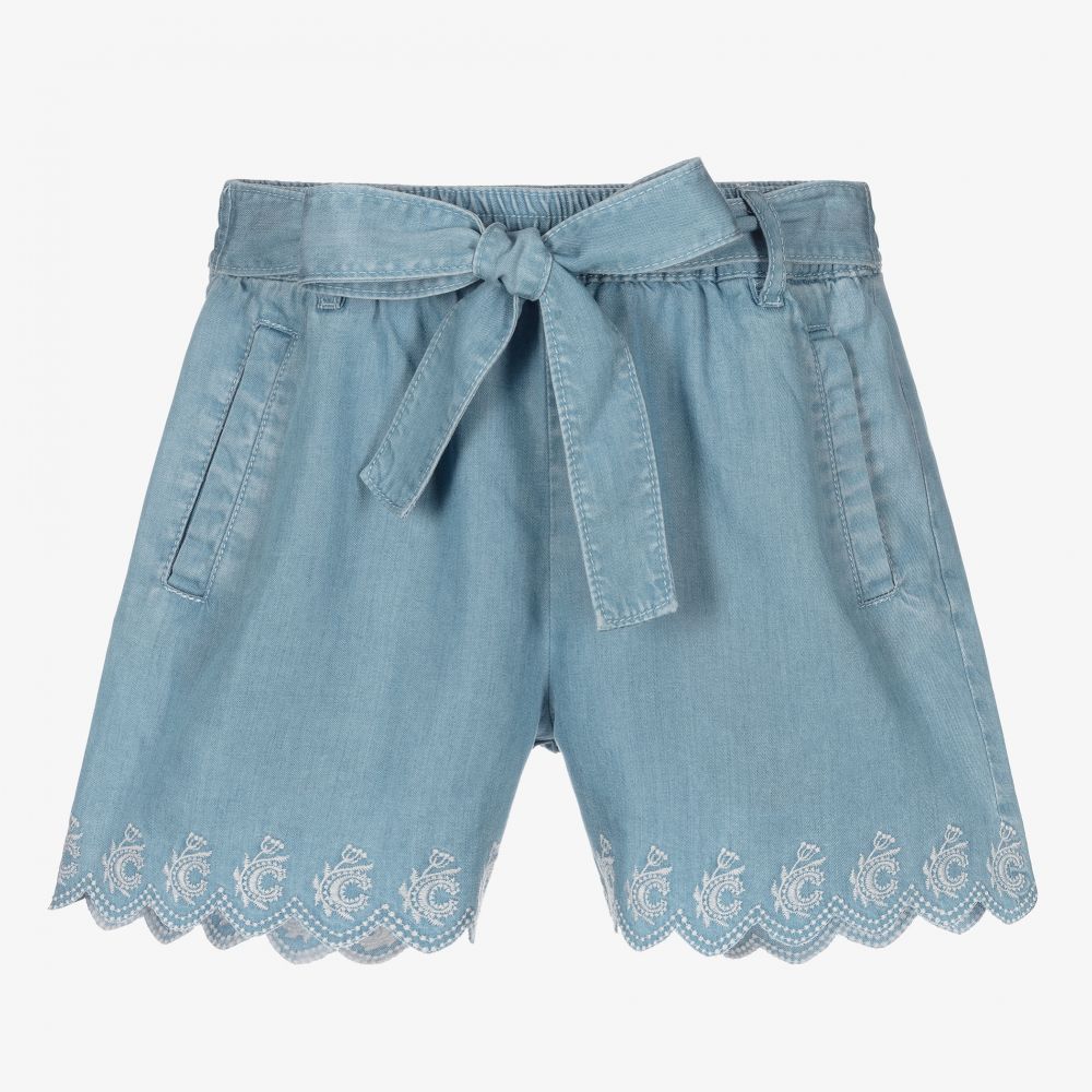 Chloé - Blaue Chambray-Shorts für Mädchen | Childrensalon