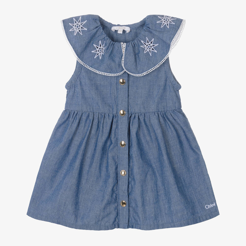 Chloe Girls Blue Chambray Star Dress Childrensalon Outlet
