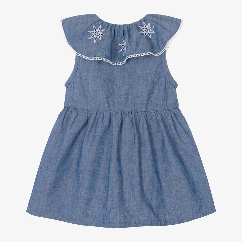 Chloé-Girls Blue Chambray Star Dress | Childrensalon Outlet