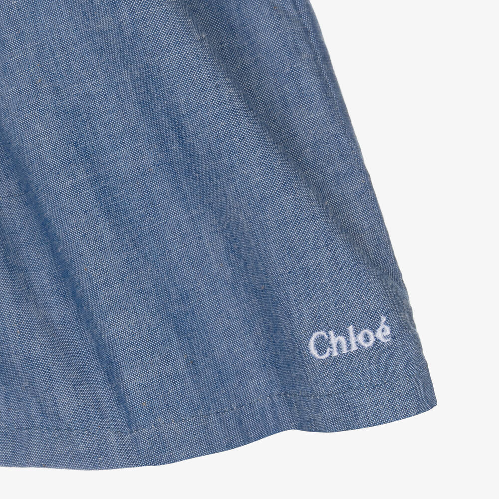 Chloé-Girls Blue Chambray Star Dress | Childrensalon Outlet