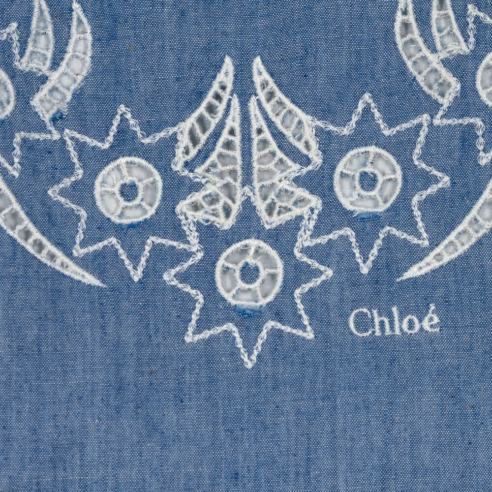 Chloé-Girls Blue Cotton Chambray Dress | Childrensalon Outlet