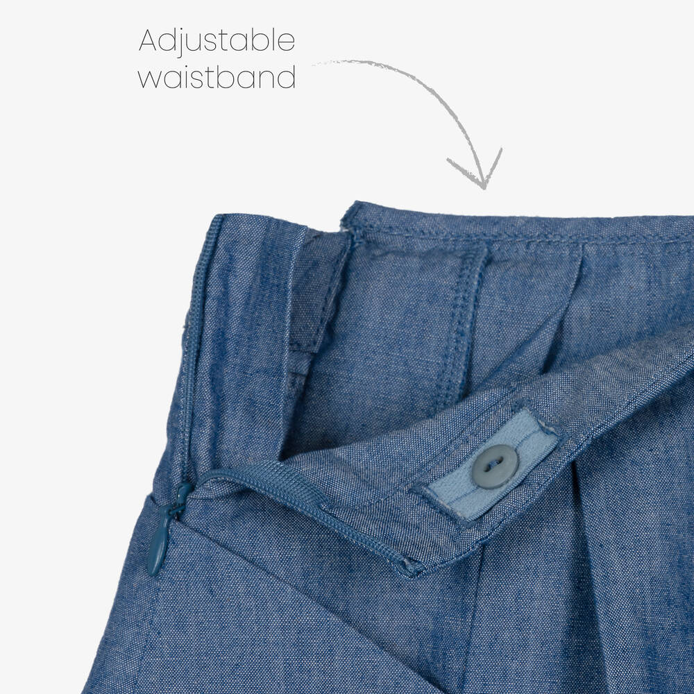 Chloé-Girls Blue Cotton Chambray Dress | Childrensalon Outlet