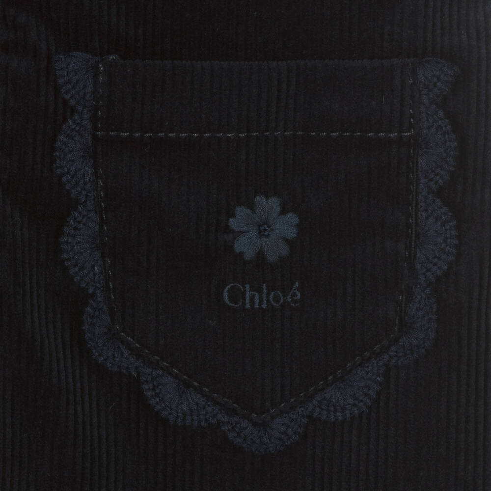 Chloé-Синий сарафан из хлопкового вельвета | Childrensalon Outlet