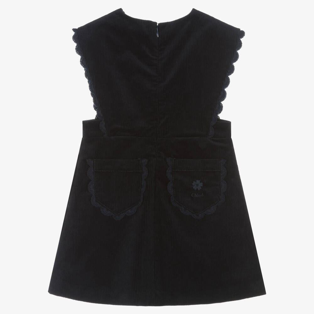 Chloé-Синий сарафан из хлопкового вельвета | Childrensalon Outlet