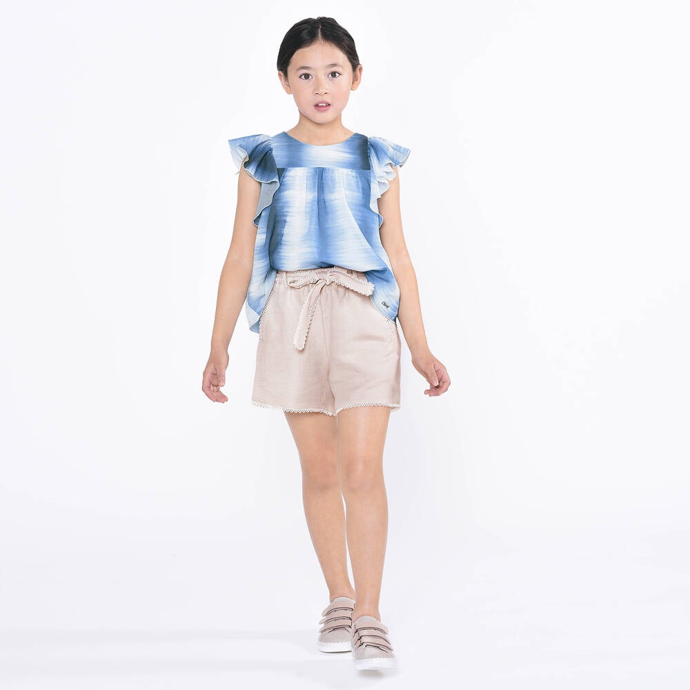 Chloé-Голубая хлопковая блузка с градиентным эффектом | Childrensalon Outlet