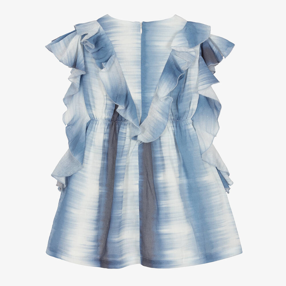 Chloé-Girls Blue Cotton Gradient Dress | Childrensalon Outlet