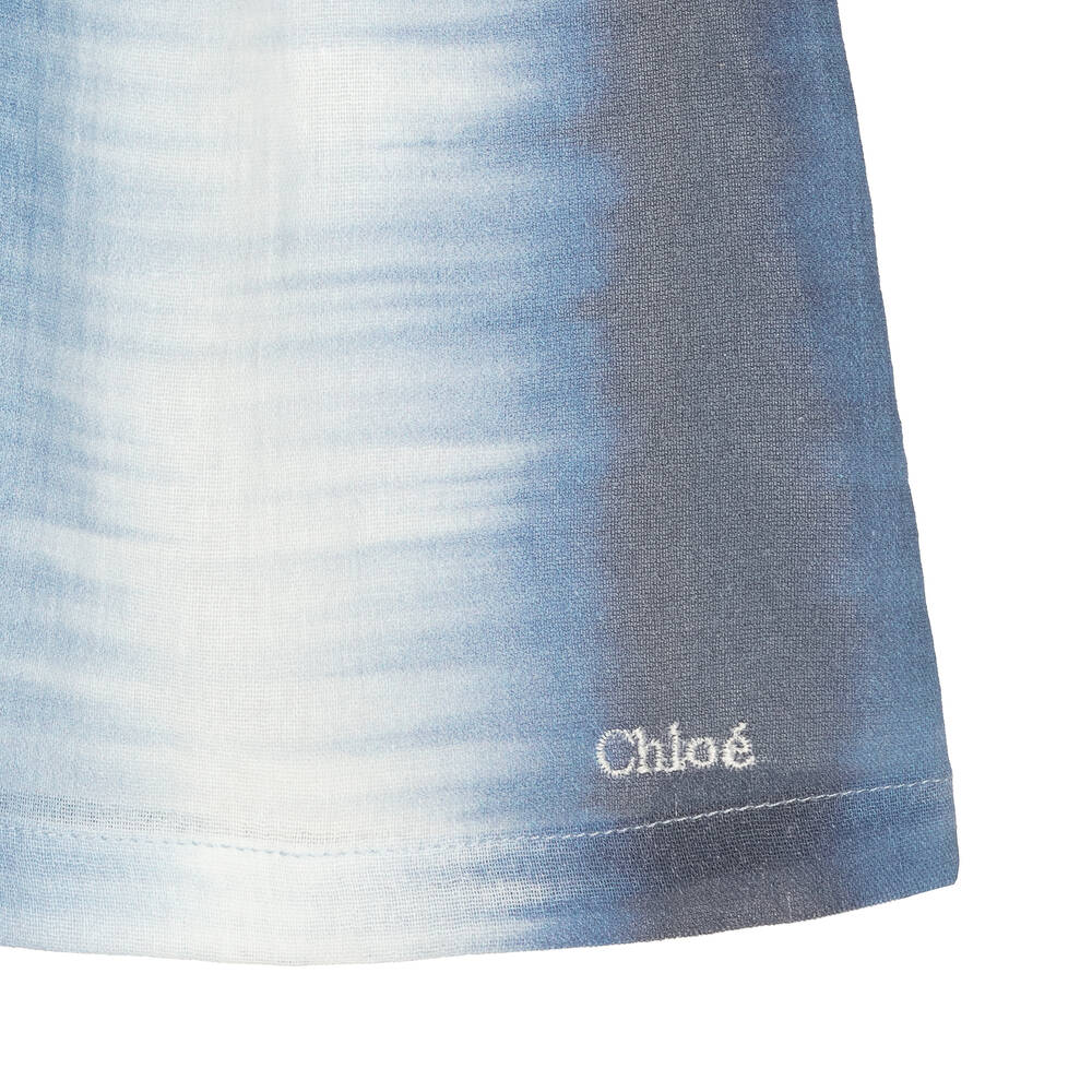 Chloé-Girls Blue Cotton Gradient Dress | Childrensalon Outlet