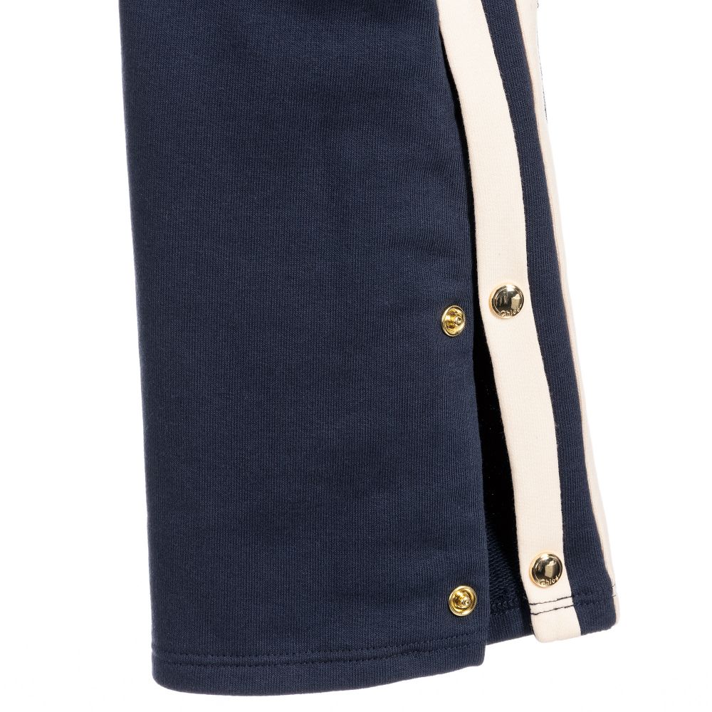 Chloé-Girls Blue Cotton Joggers | Childrensalon Outlet