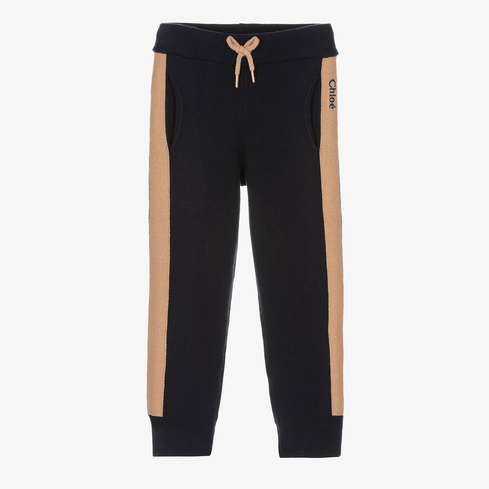 Chloé - Girls Blue Cotton Knit Joggers | Childrensalon