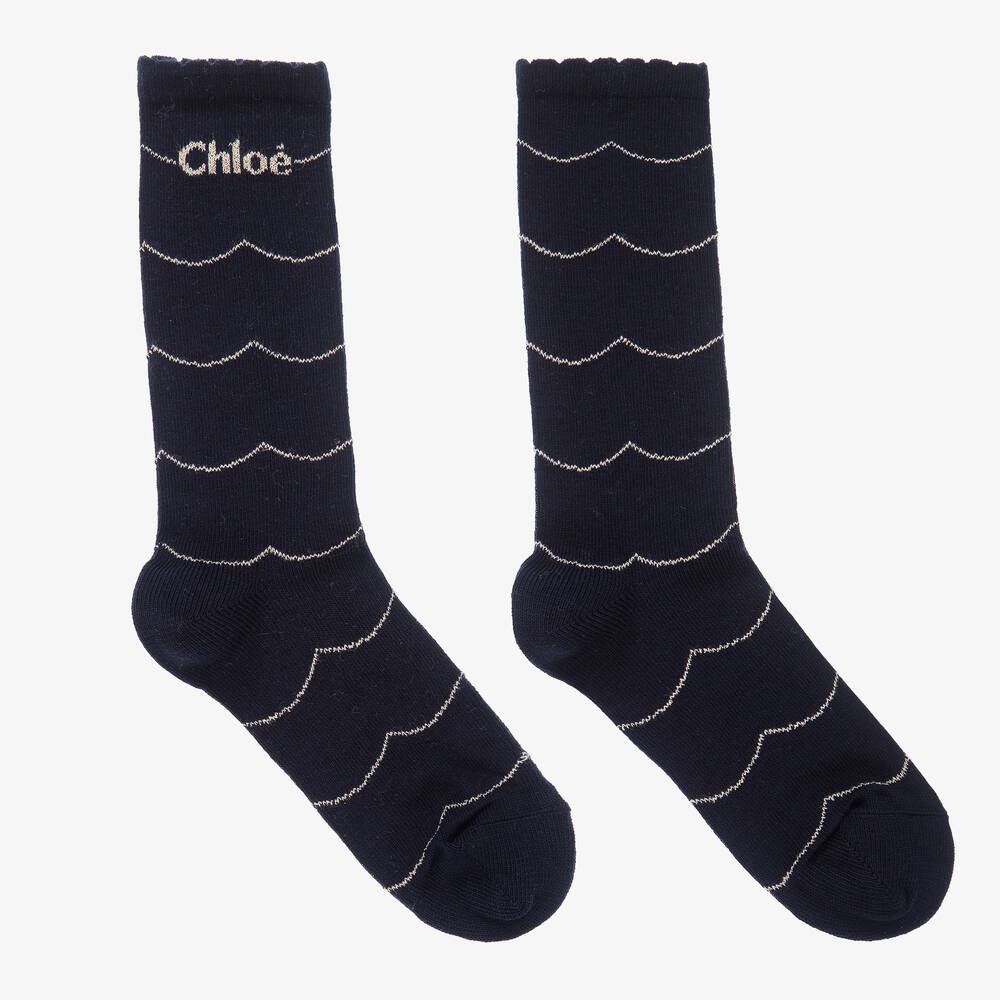 Chloé - Girls Blue Cotton Socks | Childrensalon